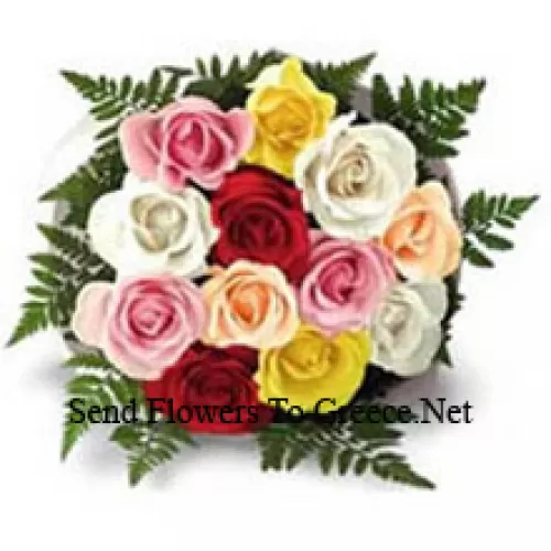 Buchet de 11 trandafiri colorati mixti