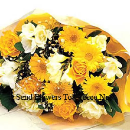 Conjunto de 7 Margaridas Amarelas com 7 Rosas Amarelas