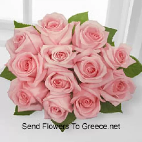 Bukiet 11 różowych róż
